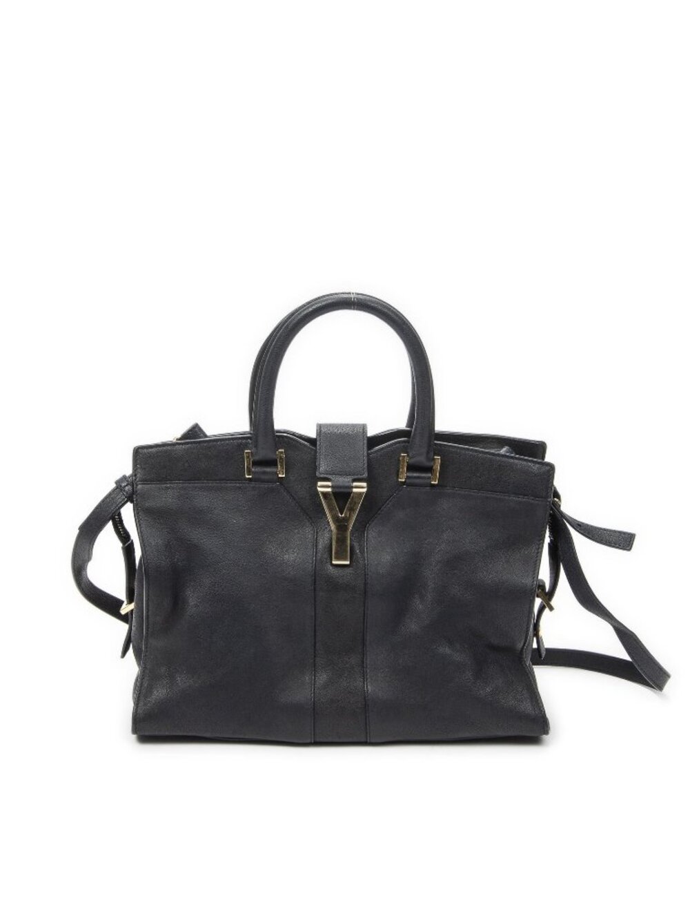 Saint Laurent Mini Cabas Ch Yc Navy Calfskin Leather Shoulder Bag